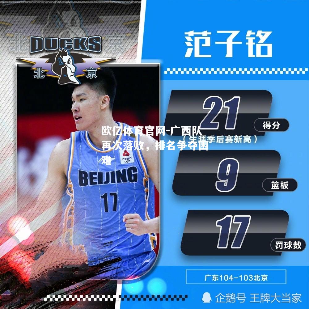 广西队再次落败，排名争夺困难